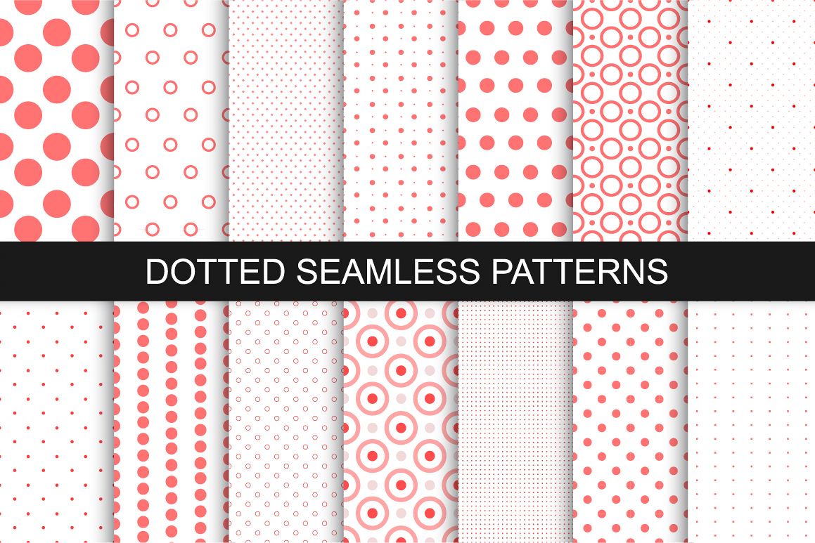 Dotted seamless patterns. Vector set example image 1