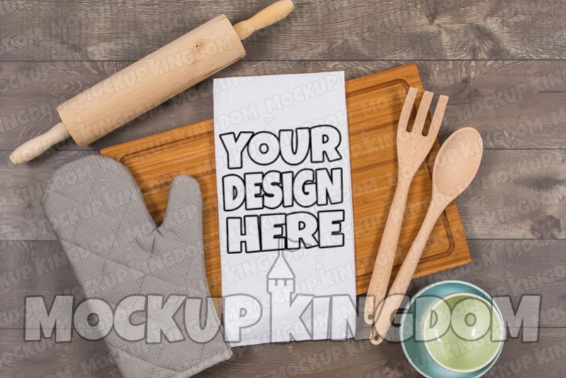 Kitchen Towel Mockup, Flour Sack Towel Mockup, Blank Towel example image 1