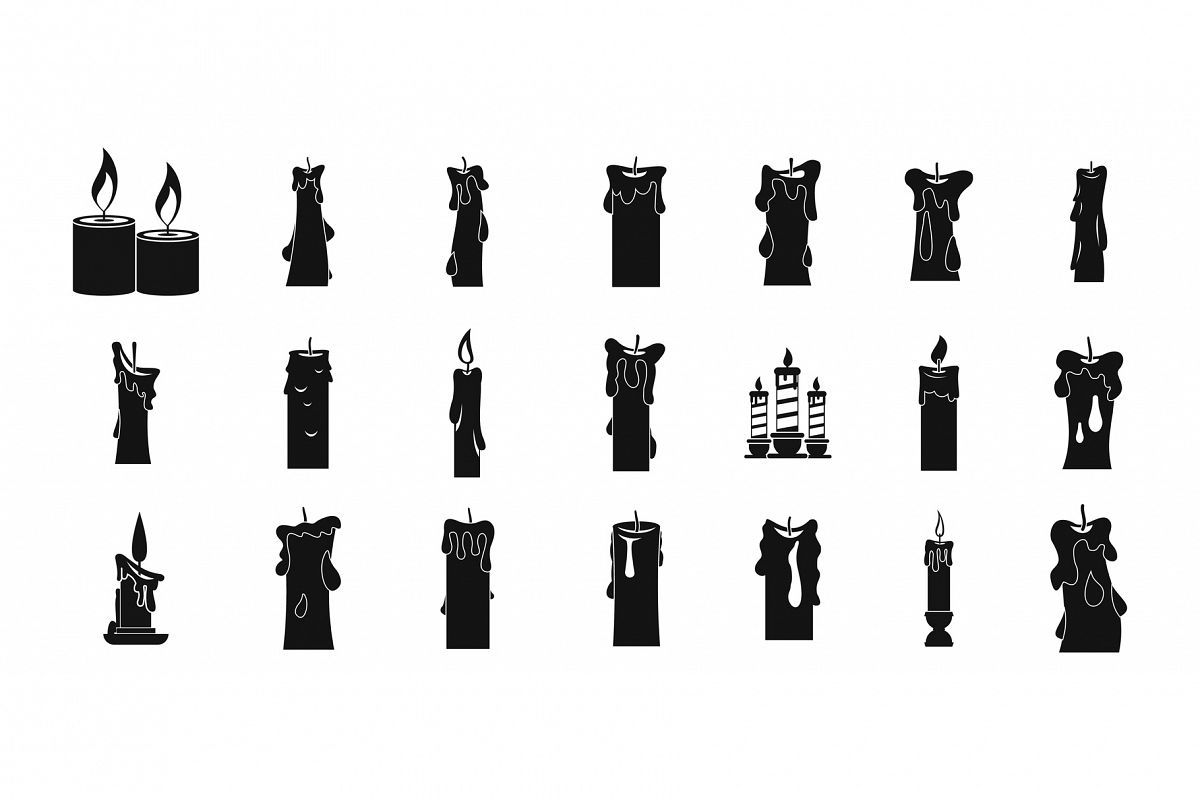 Candle icon set, simple style example image 1