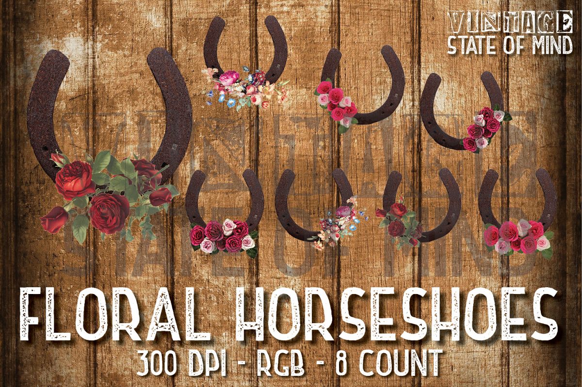 Floral Horseshoe Sublimation Graphics example image 1