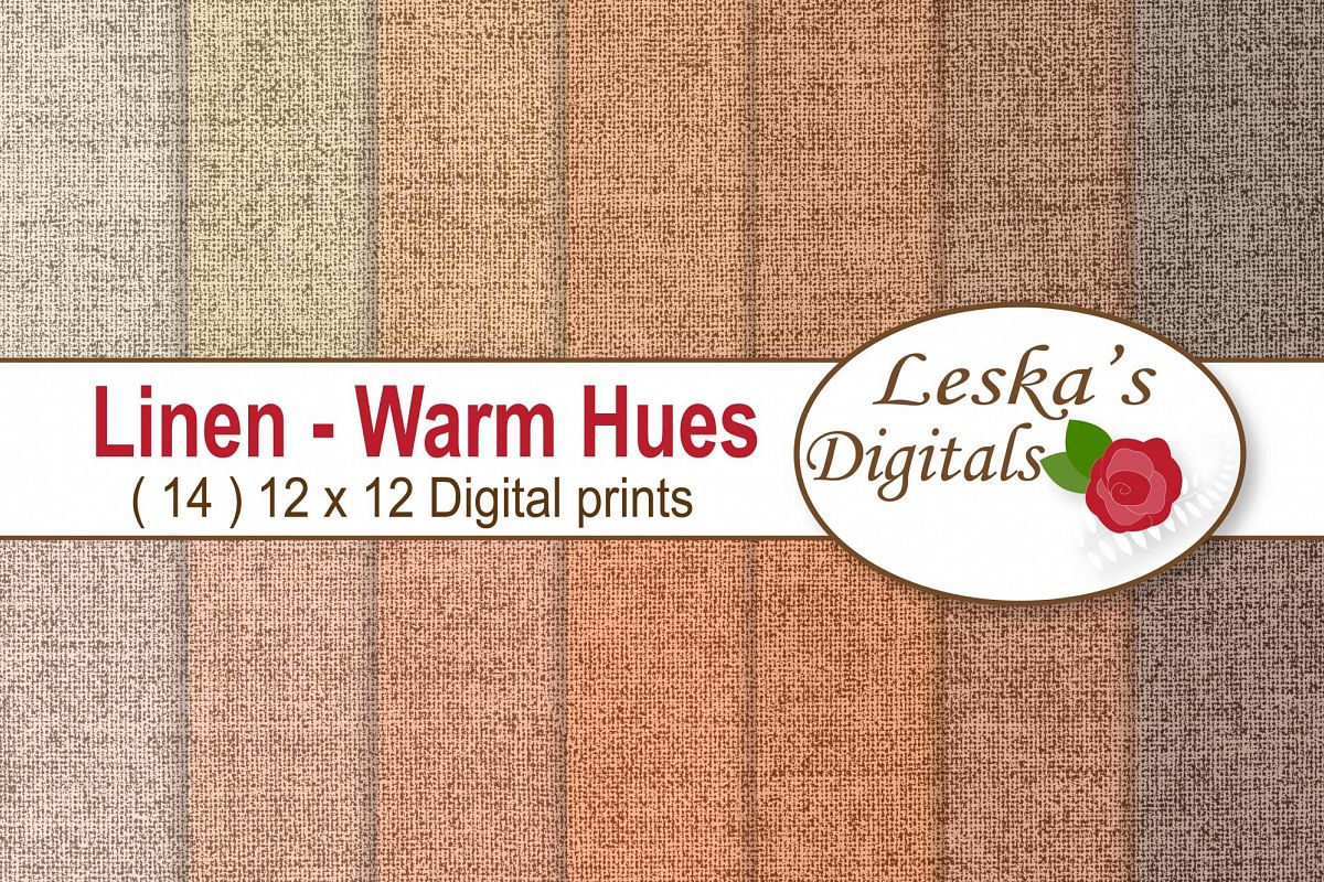 Linen Background Digital Paper - Warm Hues example image 1