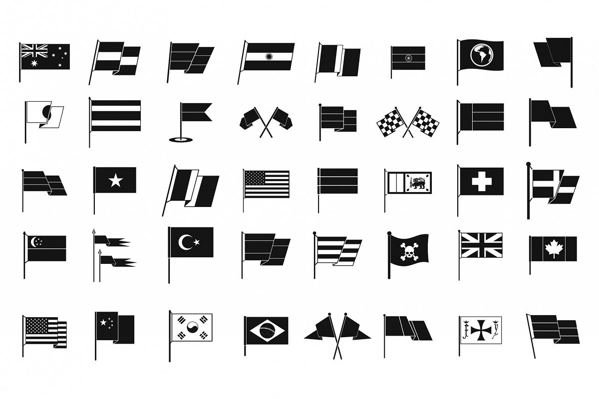 Flag icon set, simple style example image 1