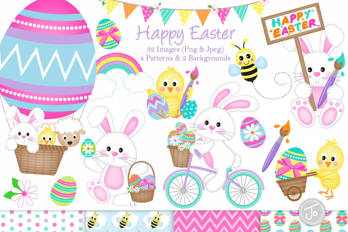 Easter bunny clipart, easter graphics & illustrations -C33 example image 1