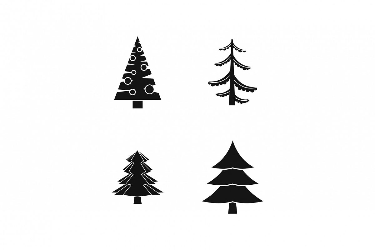 Fir tree icon set, simple style example image 1