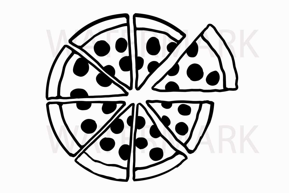 Pizza pieces - SVG/JPG/PNG Hand Drawing example image 1