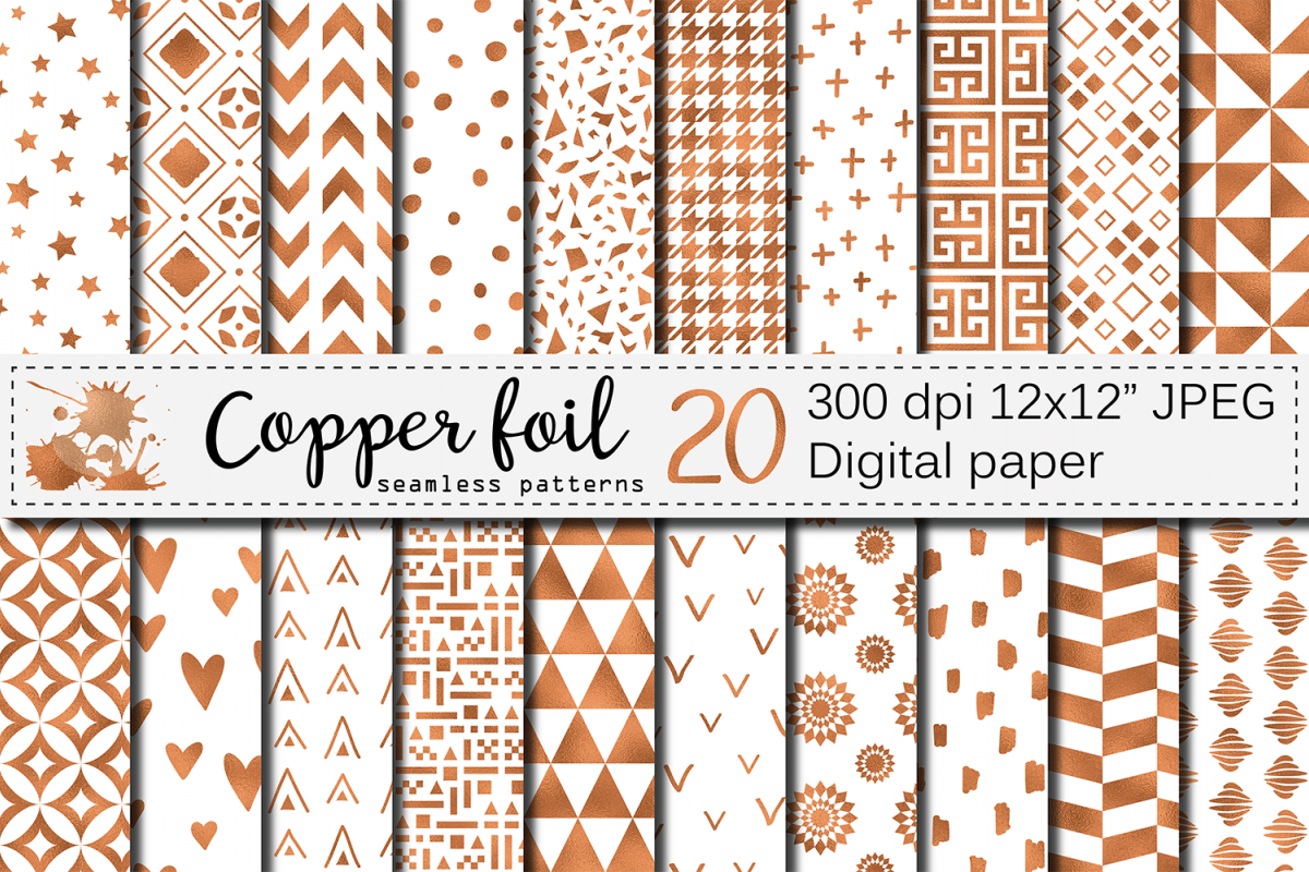 Copper foil seamless geometric patterns / digital papers example image 1