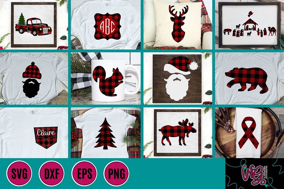 Buffalo Plaid Bundle SVG DXF PNG Comm example image 1