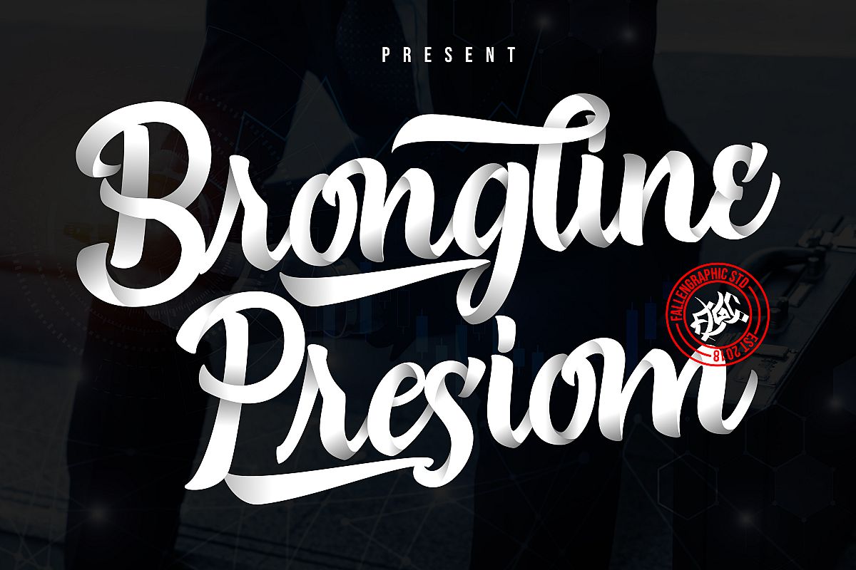 Brongline Presiom Script Font example image 1