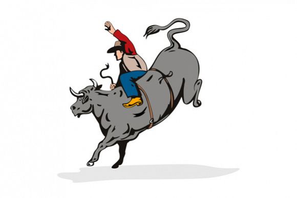 Rodeo Cowboy Bull Riding Retro example image 1
