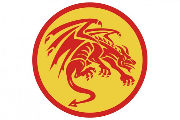 Dragon Gargoyle Crouching Circle Retro example image 1