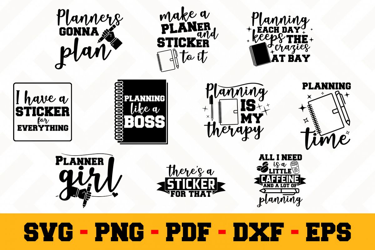 Planning 10 Designs Pack | Planner SVG Bundle example image 1