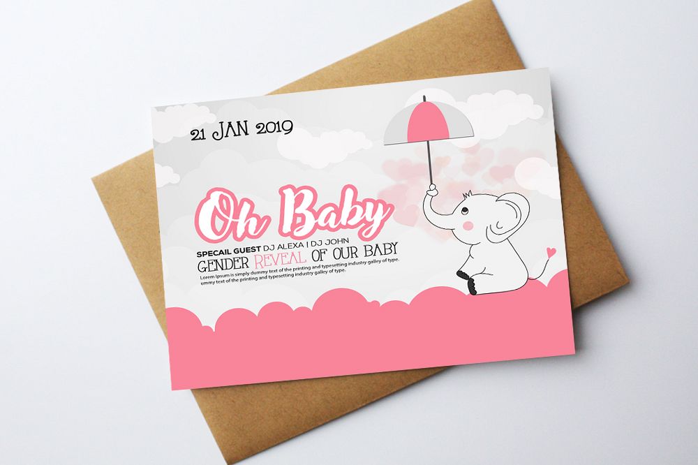 Oh Baby Shower Card Template example image 1
