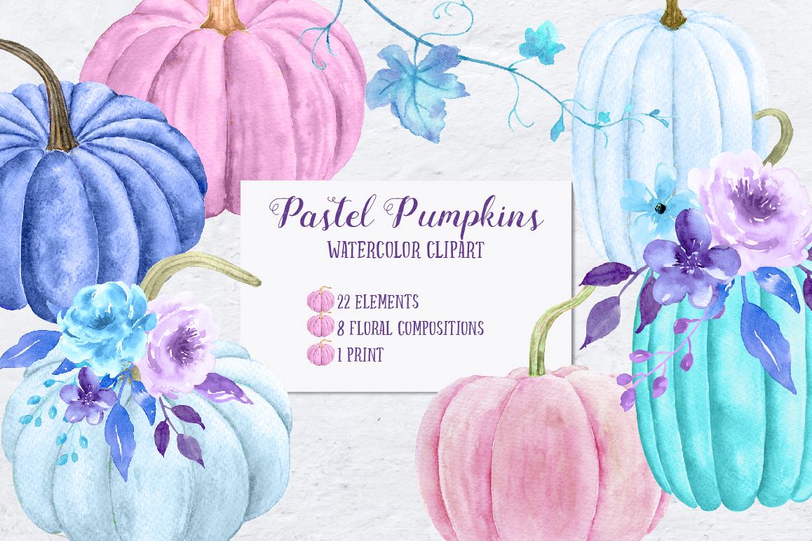 Watercolor Pastel Pumpkins example image 1