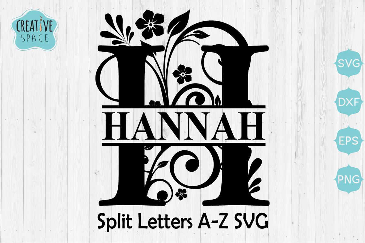 Split Letters Svg, Floral Letters Monogram Svg example image 1