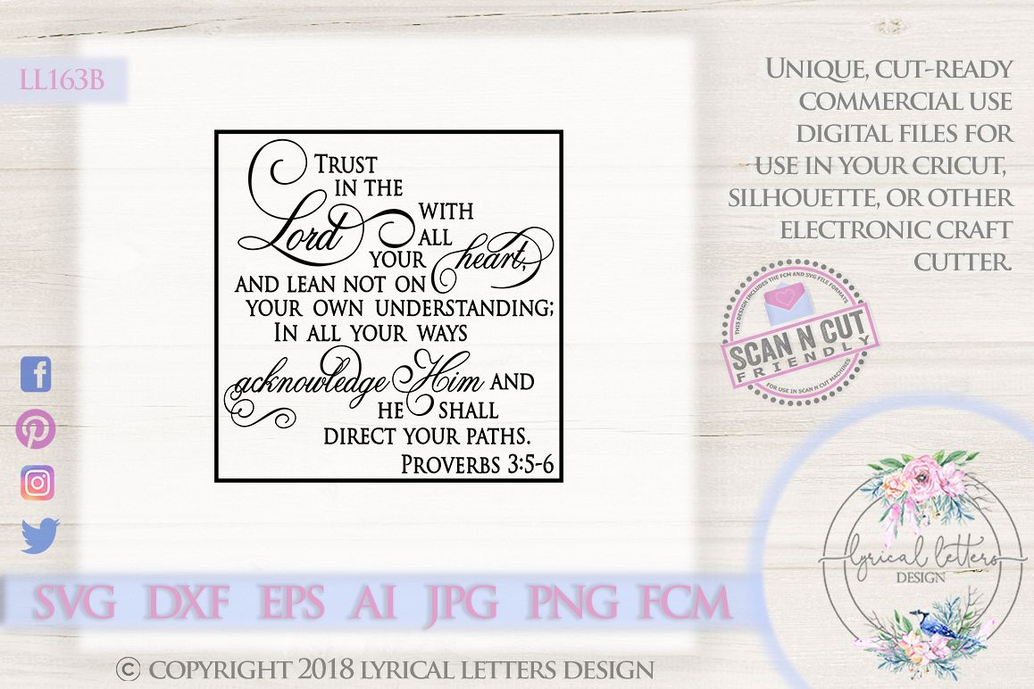 Trust In the Lord With All Your Heart Proverbs 3 SVG LL163B example image 1