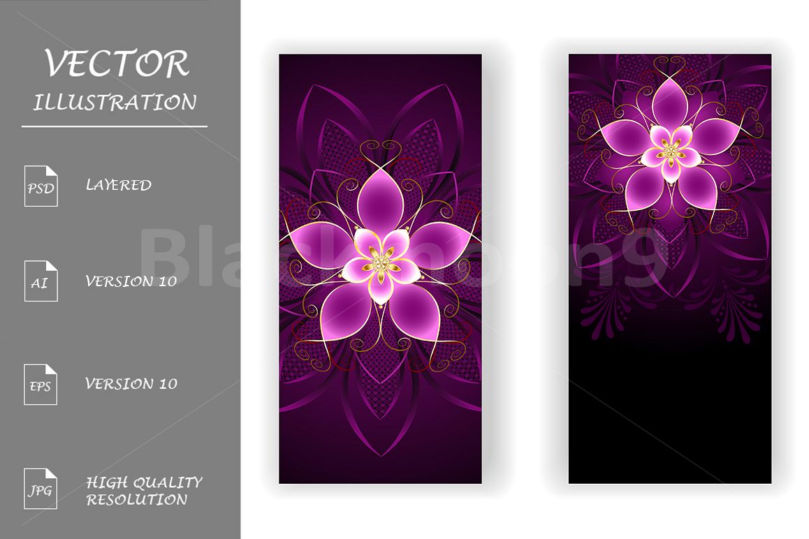Two Banners with Pink Flower example image 1