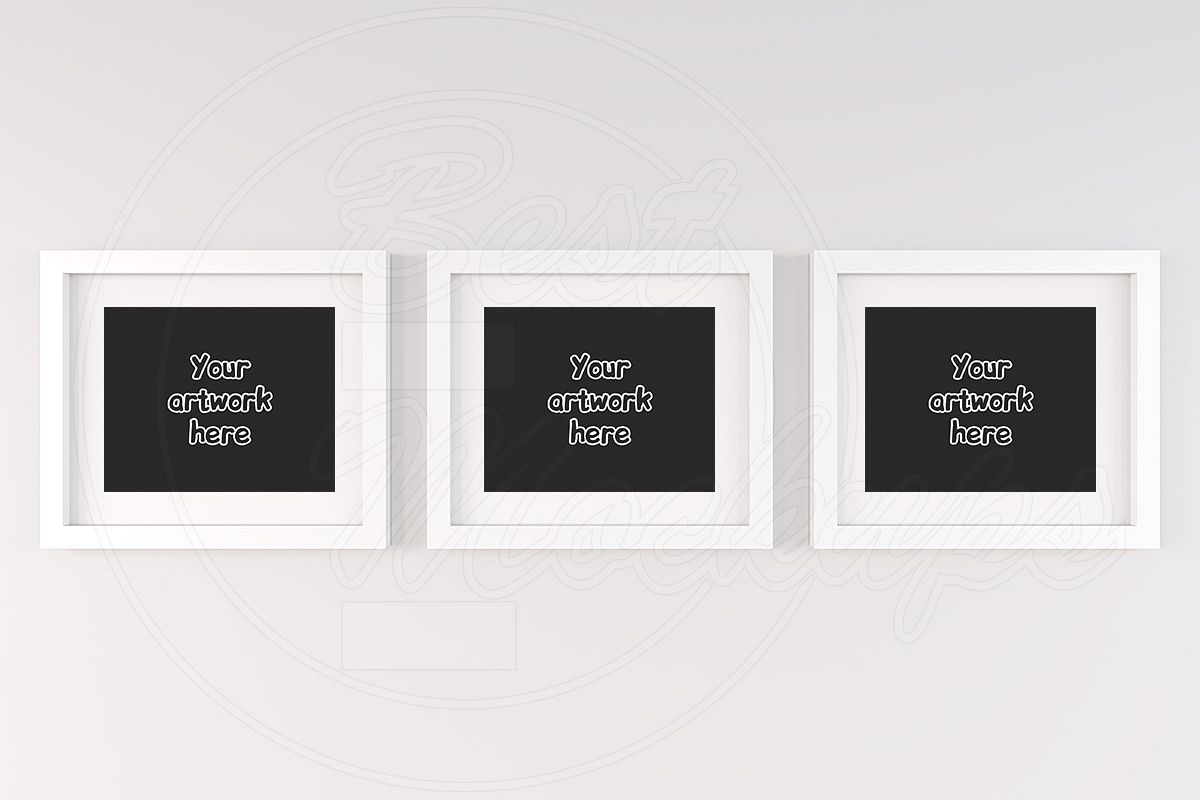 Three White Matted Frame Mockup 8x10