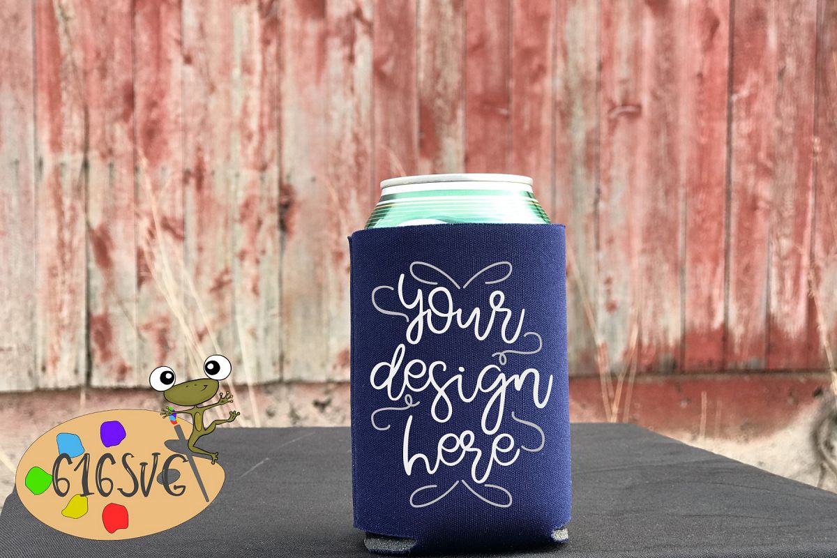 Navy Blue Can Cooler Mockup example image 1