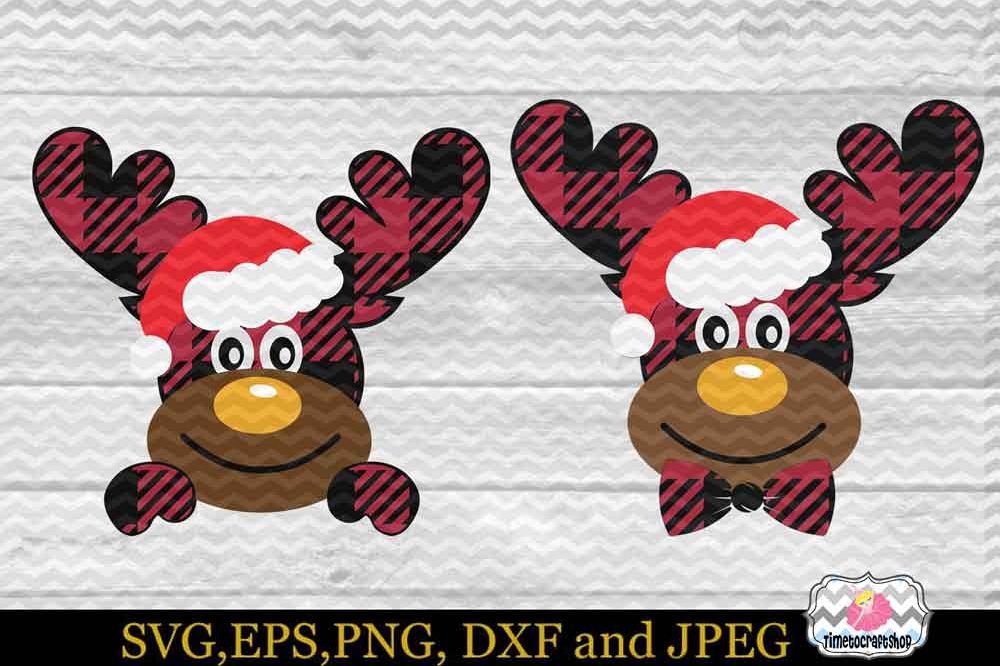 2 Styles Christmas Santa Buffalo Plaid Moose Set example image 1