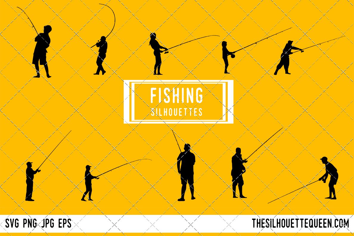 Fishing silhouette, Man Fishing clipart, Fisherman vector ...