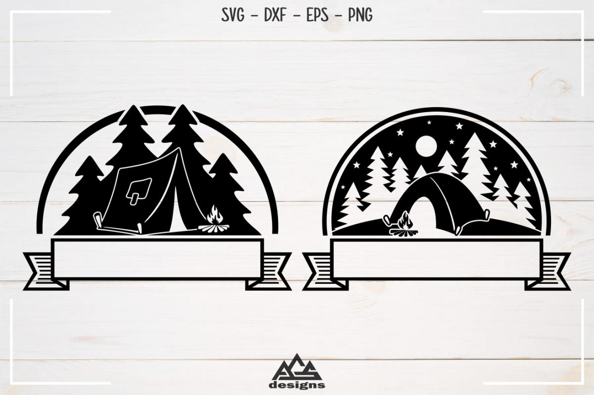 Camp Camping Ribbon Svg Design example image 1