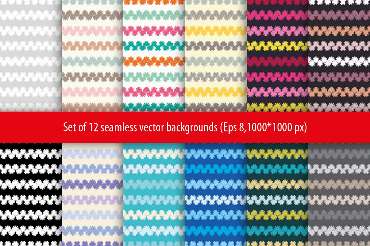 Set of 12 boho seamless vector backgrounds. example image 1