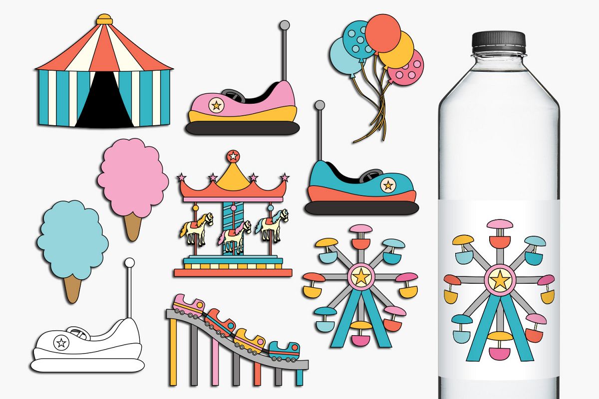 Carnival Amusement Park Rides Illustrations example image 1