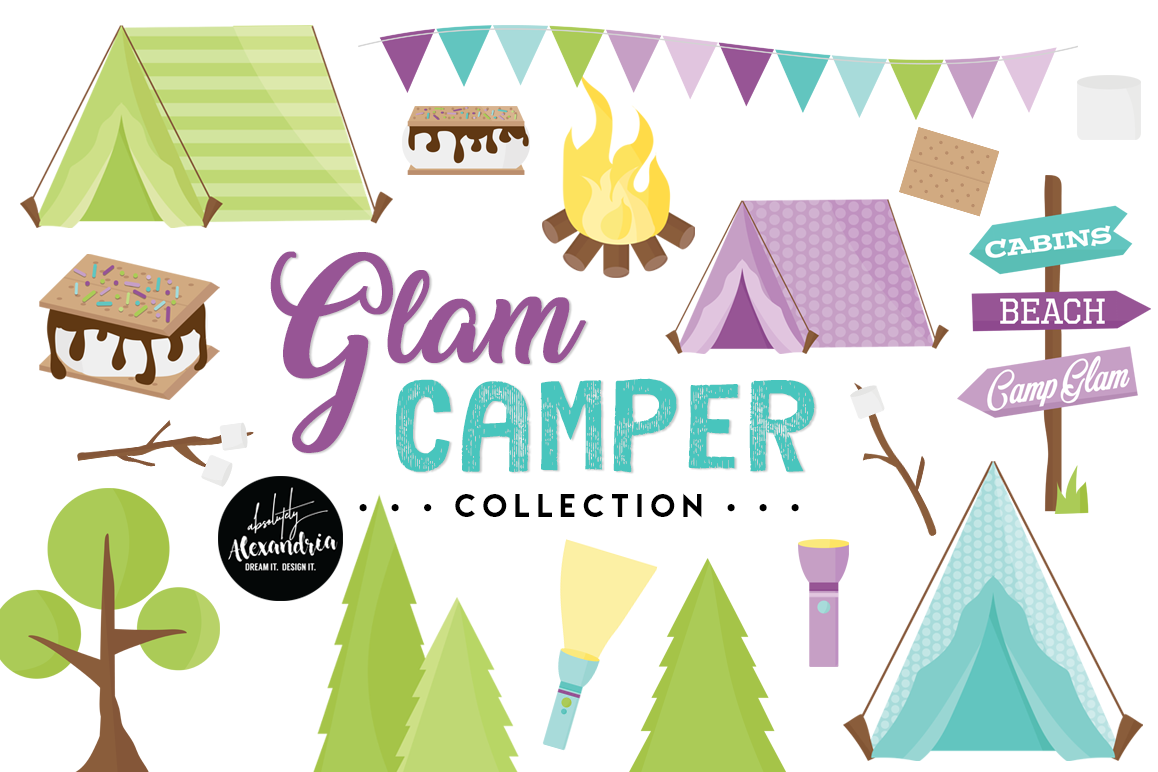 Glam Camper Clipart Graphics & Digital Paper Patterns Bundle example image 1