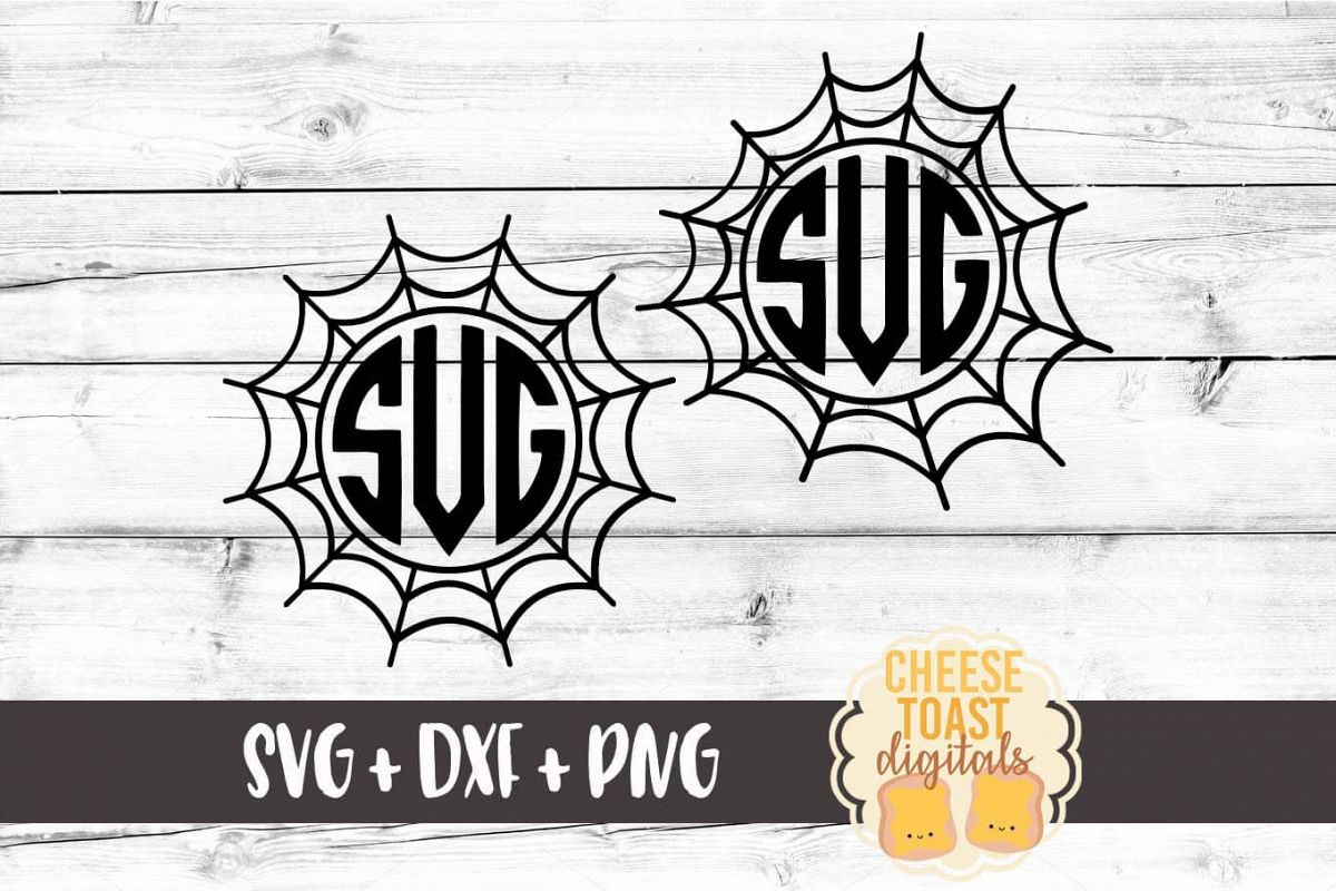 Spider Web Monogram Frames - Halloween SVG PNG DXF Cut Files example image 1