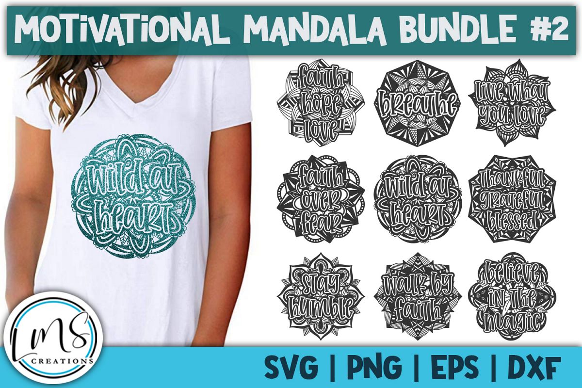 Motivational Mandala Bundle #2 SVG, PNG, EPS, DXF example image 1