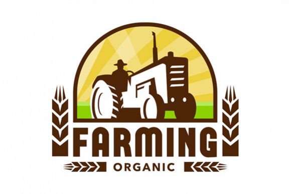 Tractor Wheat Organic Farming Crest Retro example image 1