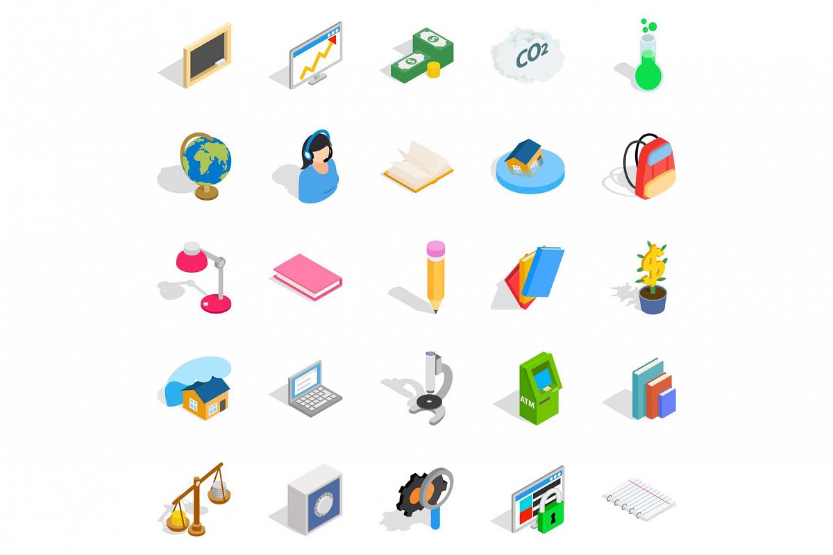 Reactions icons set, isometric style example image 1