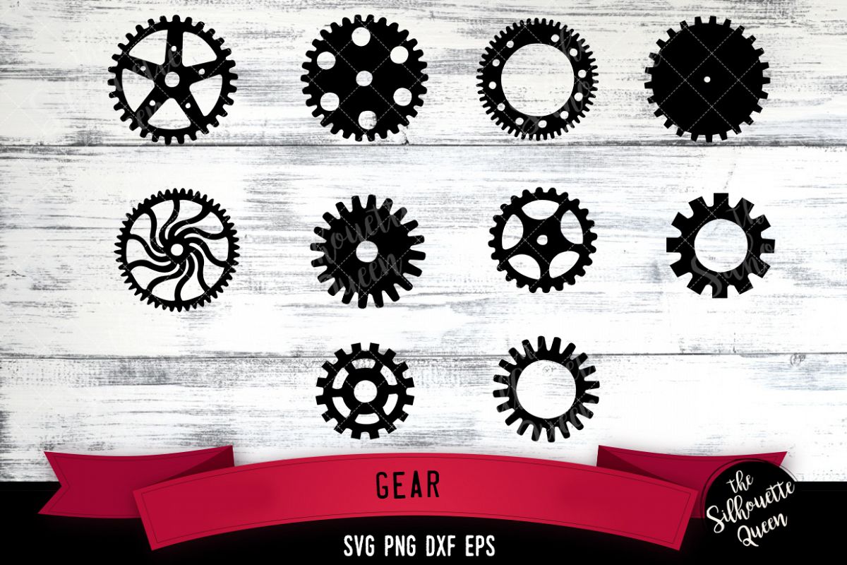 Gears svg file, svg cut file, silhouette studio example image 1