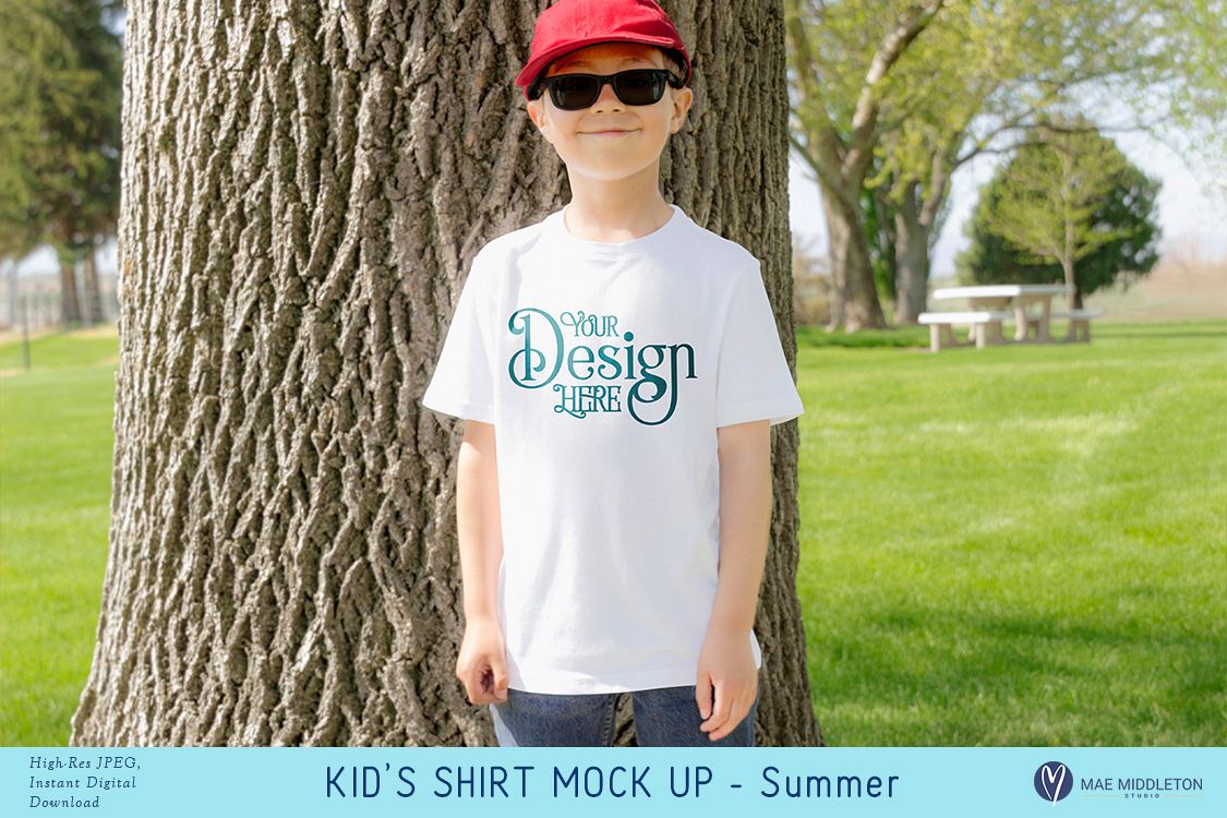 Kid's Shirt Mock up - for summer, styled photo example image 1
