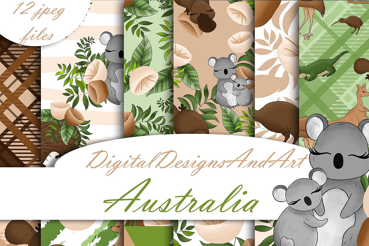 Australian animals digital paper example image 1