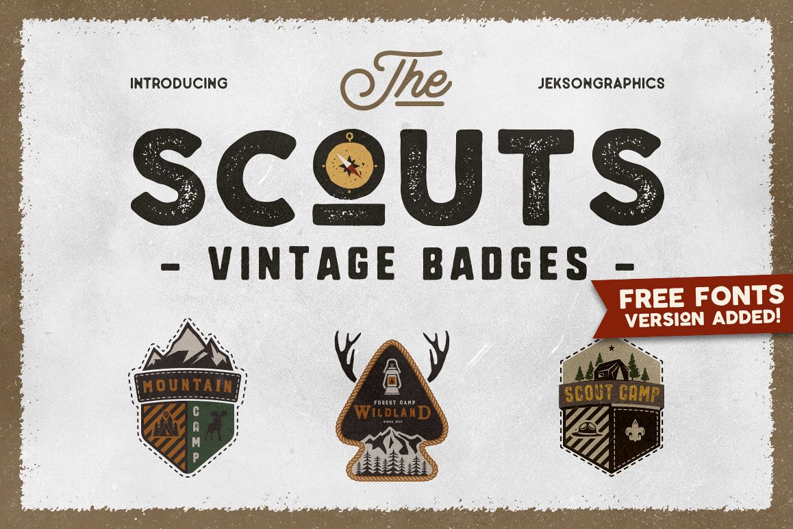 The Scouts Camping Badges SVG, Retro Travel Emblems Cut File (36320