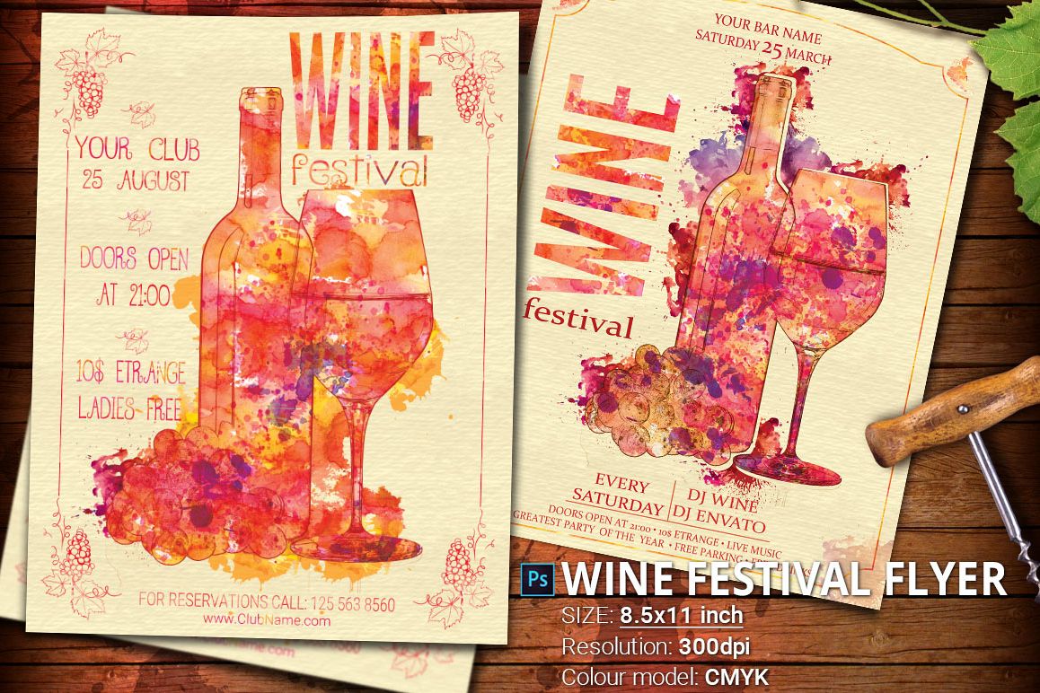 Wine Festival Flyer Poster Vintage example image 1