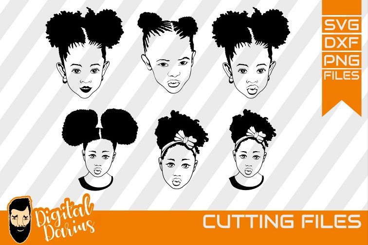 6x Black Woman Bundle Svg Afro Lady Svg Natural Hair Baby