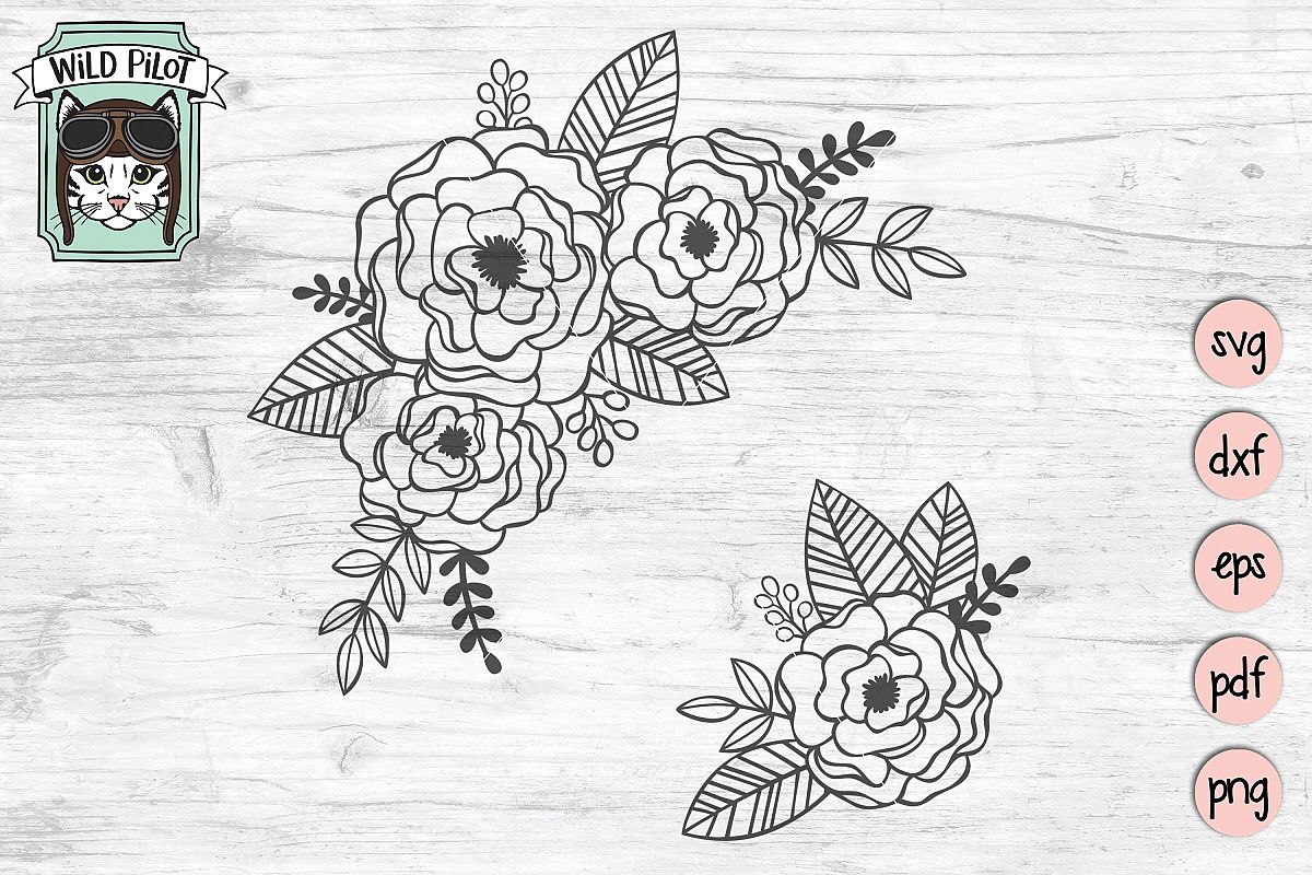 Flowers SVG file, Flower Border, Floral cut file, Roses example image 1