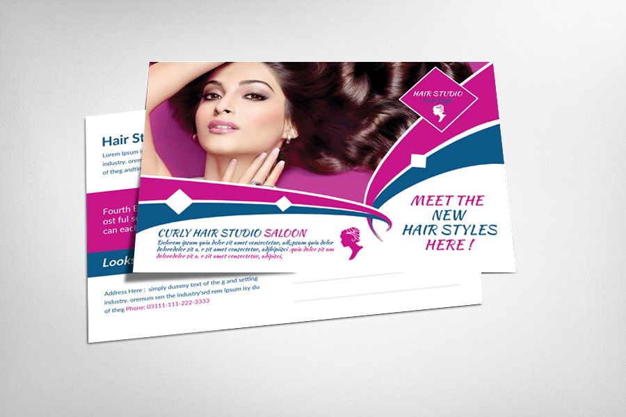 Hair Saloon Postcard Template example image 1