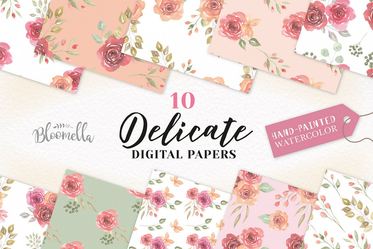Flowers Patterns Digital Papers Peach Wedding Fl Flowers Patterns Digital Papers Peach Wedding Fl Example Image 1