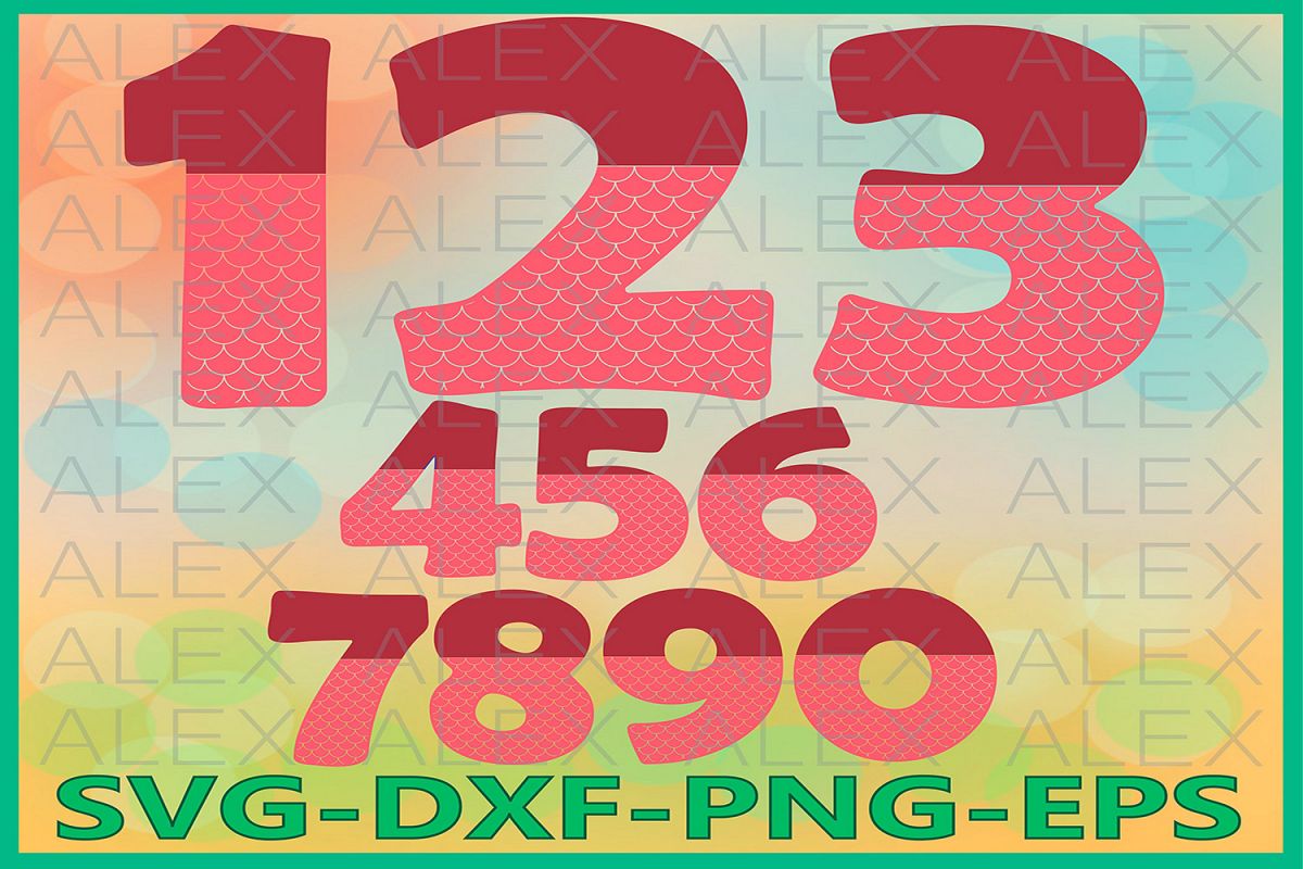 Mermaid Numbers Svg Files, Numbers Svg, Dxf, Png, Ai File example image 1