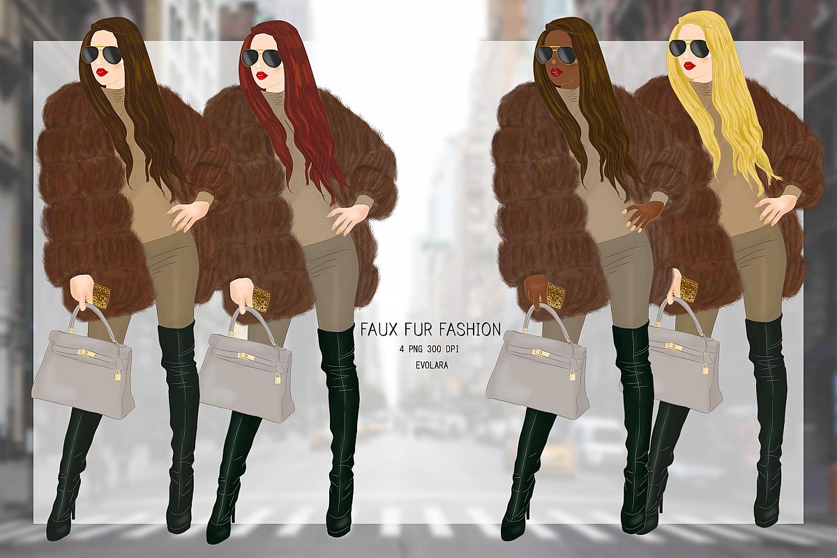 Fur Jacket Fashion Illustrations Fall Winter Fashion Clipart example image 1
