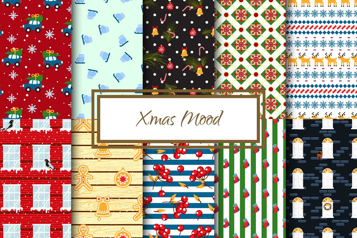 Xmas Mood Seamless Patterns example image 1
