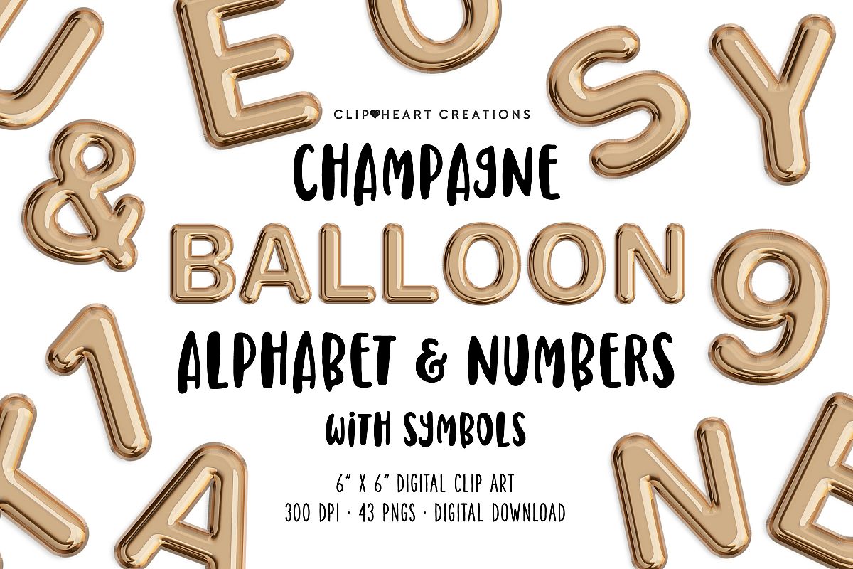 Champagne Balloon Alphabet & Numbers example image 1