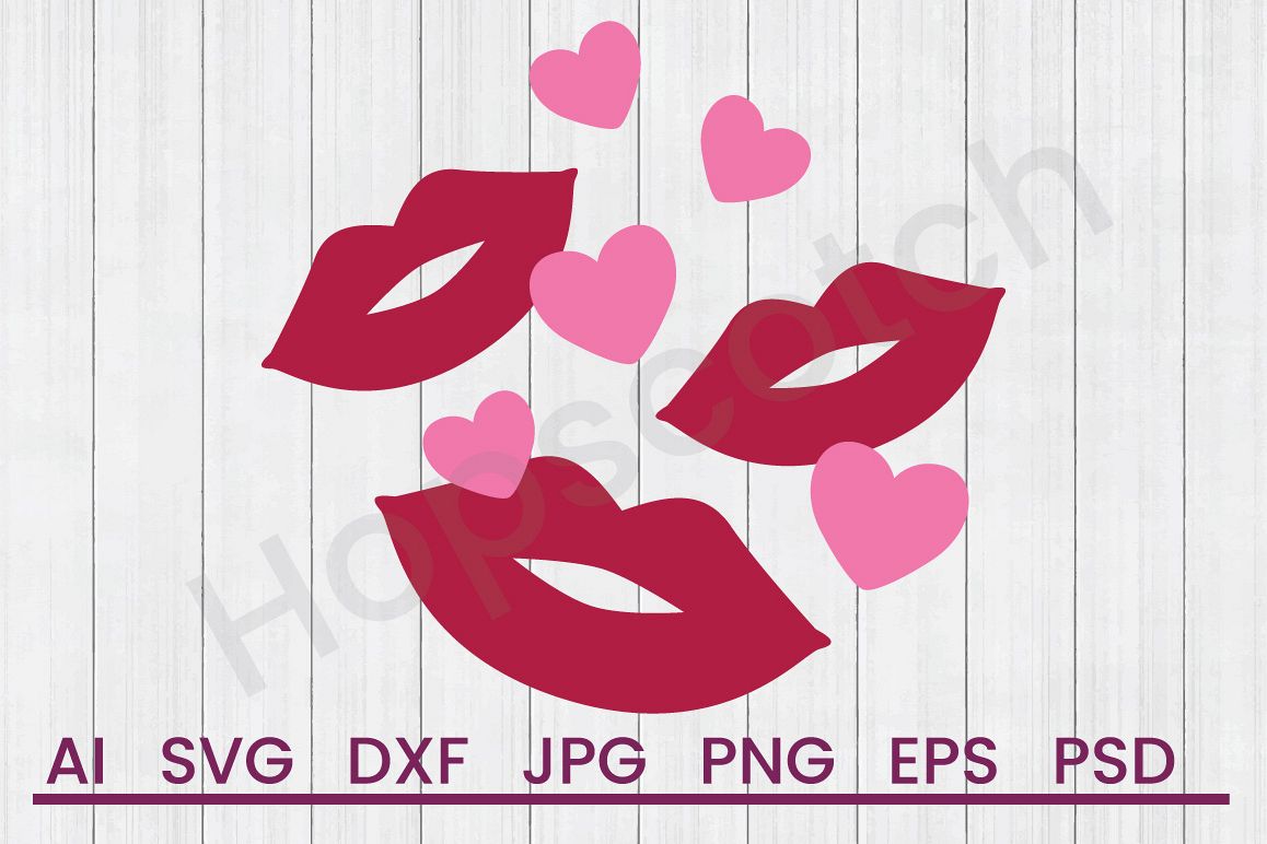 Kisses SVG, DXF File, Cuttatable File example image 1