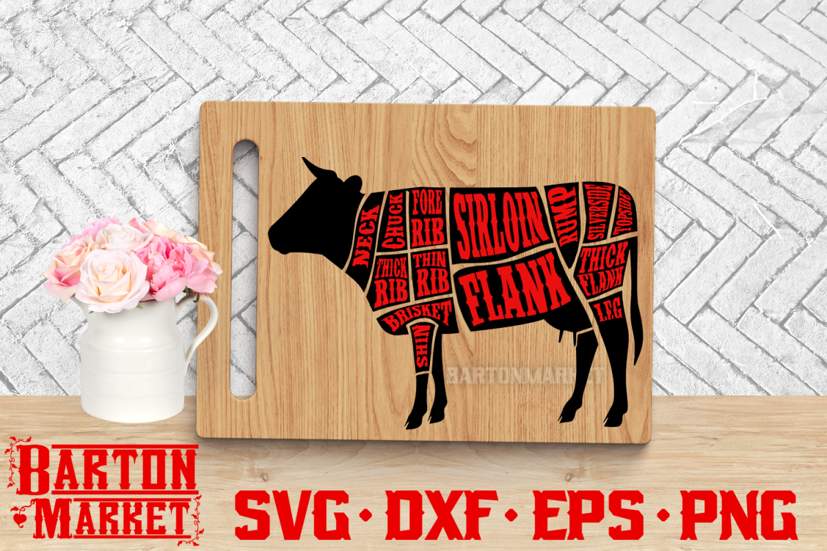 Cow Butcher SVG DXF EPS PNG 1 example image 1