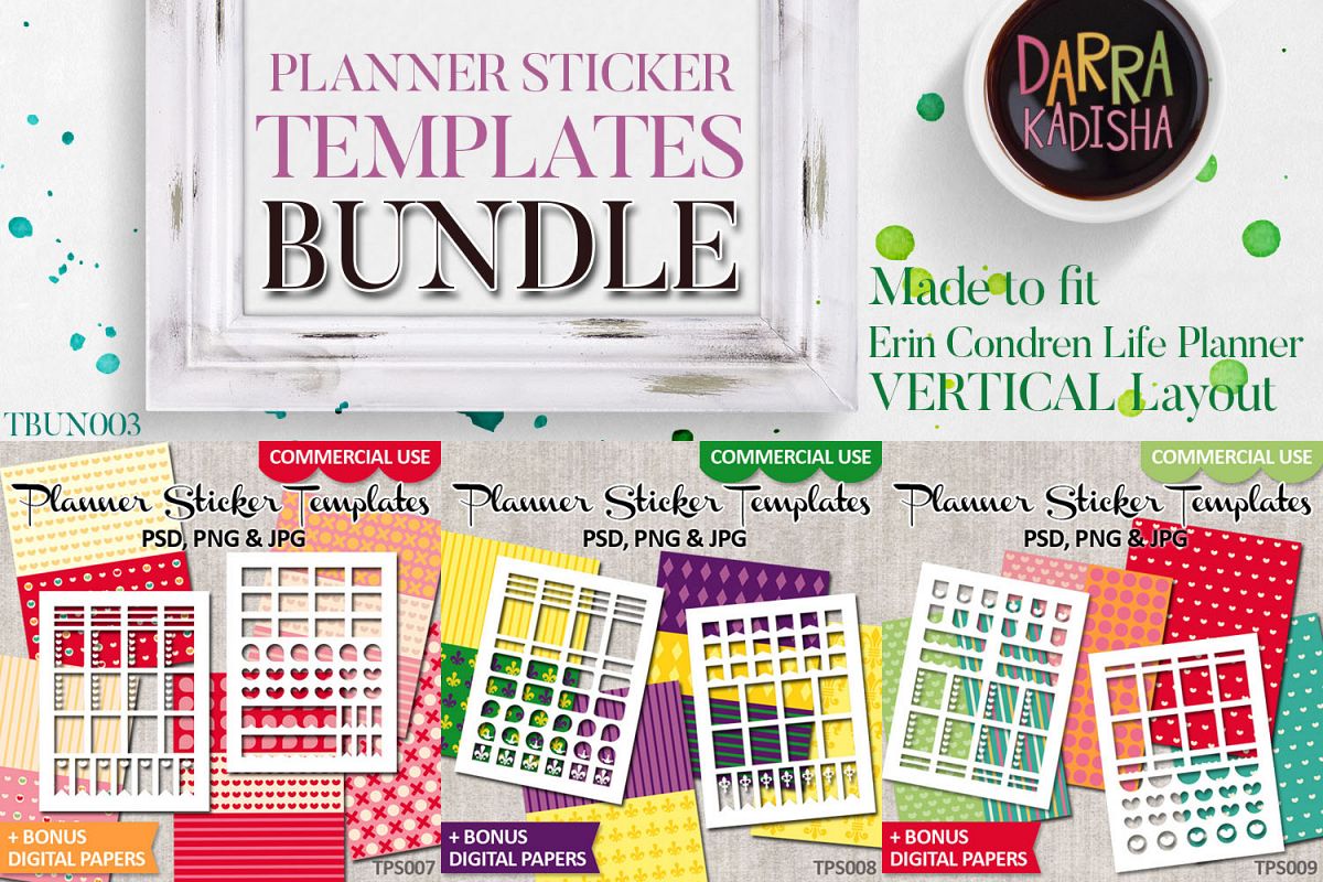 Planner Stickers Templates Bundle Vol. 3 - Digital Kit example image 1