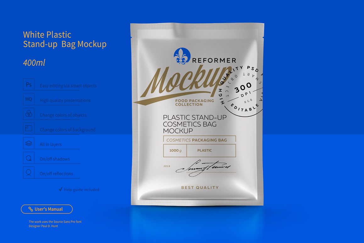 Download White Plastic Stand-up Bag Mockup