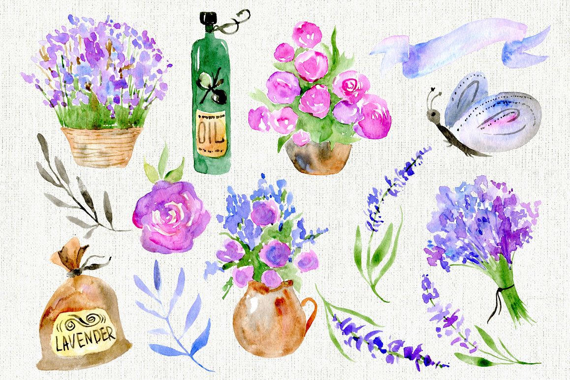 Watercolor Provence clipart example image 1